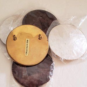 5x PENDANTS Jewelry Making Supplies 1980s 80s metal back Mother of Pearl Shell